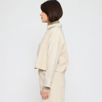 Signature 3/4 Cropped Shirt Jacket - Brushed Canvas Edition - Off-White