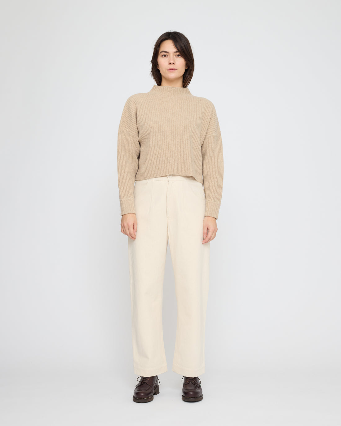 Signature Ribbed Mockneck - Yak Edition - Almond