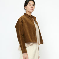 Corduroy 3/4 Cropped Shirt Jacket - FW25 - Sepia Brown