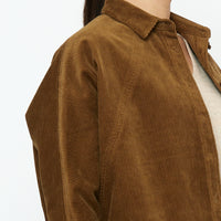 Corduroy 3/4 Cropped Shirt Jacket - FW25 - Sepia Brown