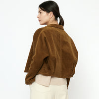 Corduroy 3/4 Cropped Shirt Jacket - FW25 - Sepia Brown