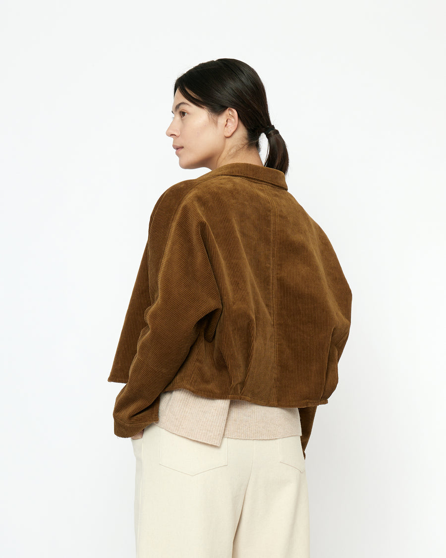 Corduroy 3/4 Cropped Shirt Jacket - FW25 - Sepia Brown