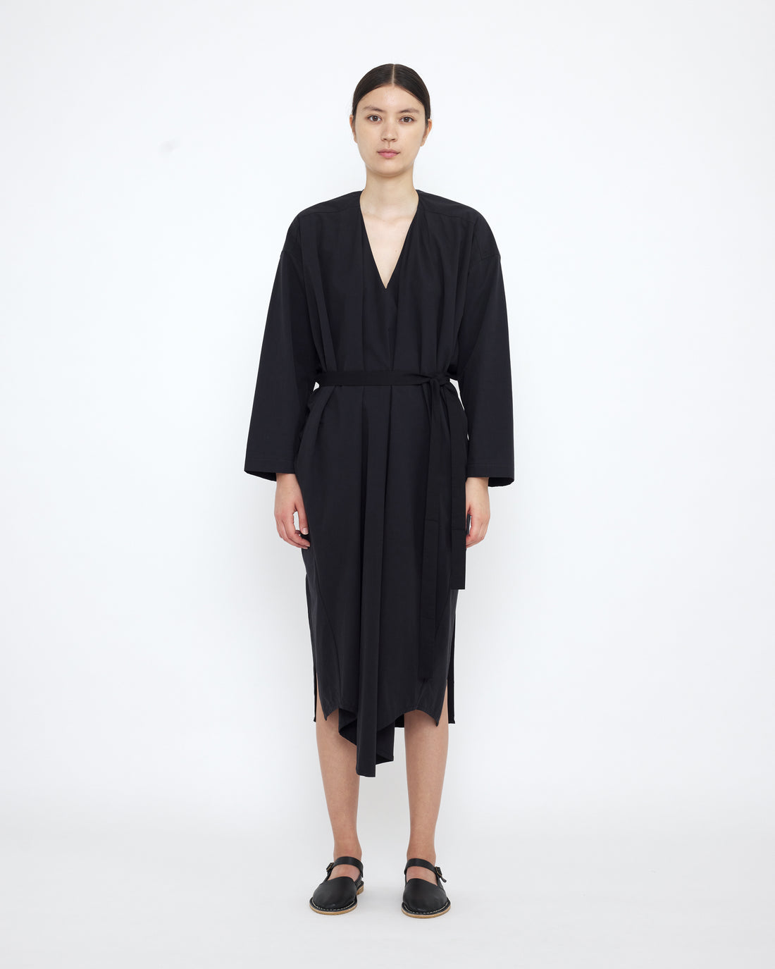 V-Neck Cocoon Midi Dress - SS25 - Black