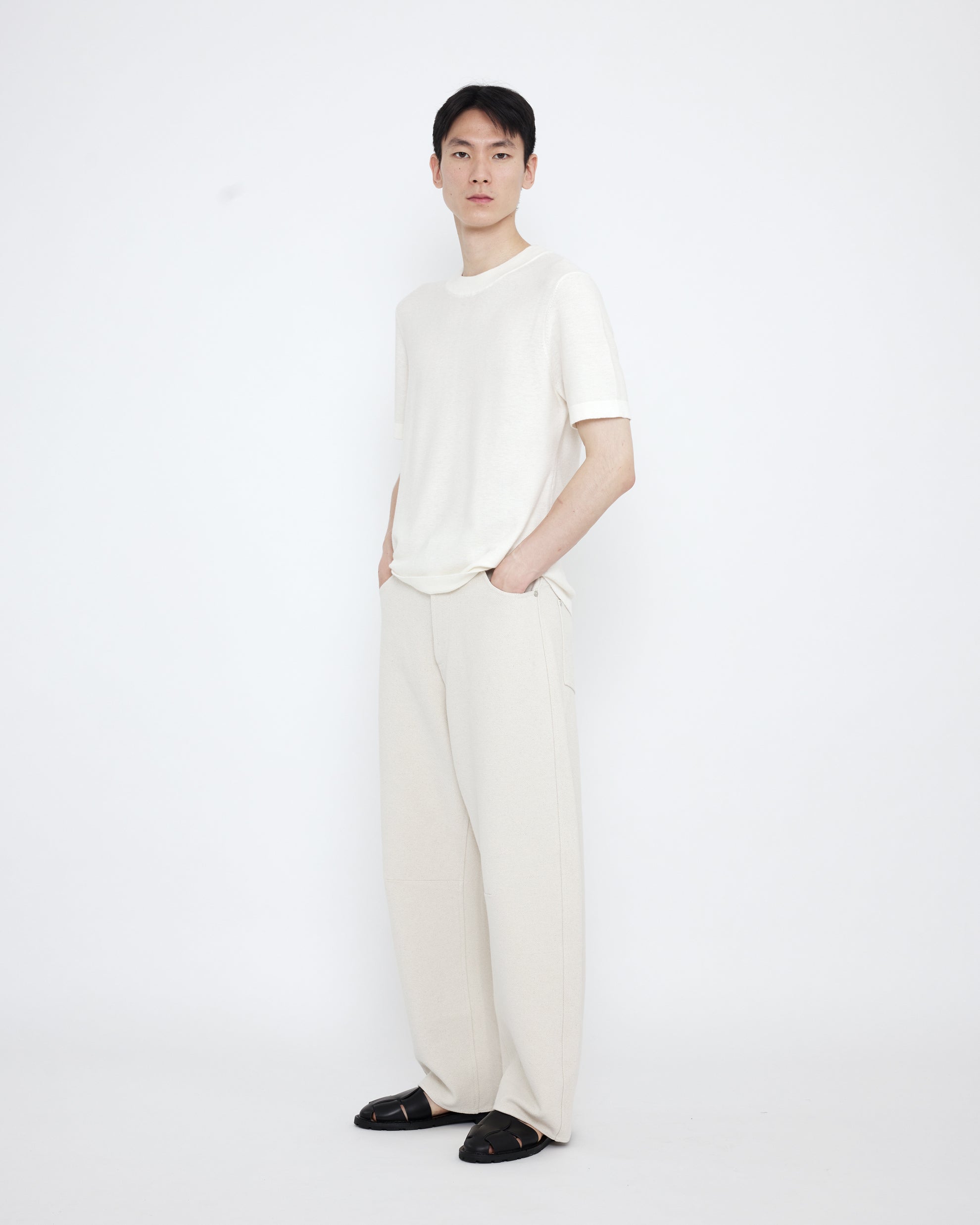 Relaxed Curve Legged Trouser - SS25 - Off-White