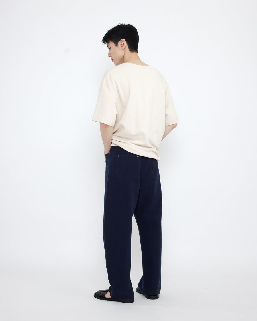 Relaxed Curve Legged Trouser - SS25 - Navy