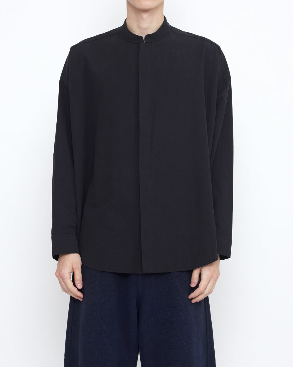 Mandarin Cocoon Dress Shirt - SS25 - Black