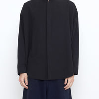 Mandarin Cocoon Dress Shirt - SS25 - Black