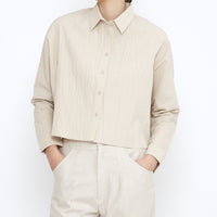 Signature 3/4 Cropped Shirt Jacket - Textured Edition - Textured Beige