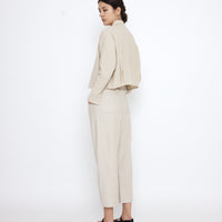 Signature 3/4 Cropped Shirt Jacket - Textured Edition - Textured Beige