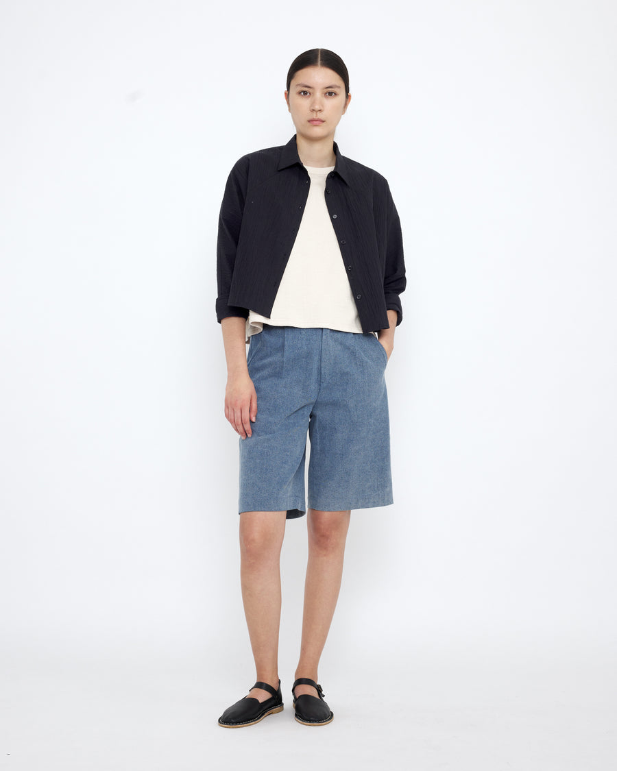 Signature 3/4 Cropped Shirt Jacket - Textured Edition - Textured Black