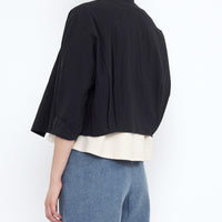 Signature 3/4 Cropped Shirt Jacket - Textured Edition - Textured Black