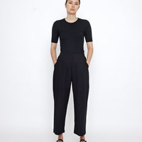 Mid-Sleeves Ribbed Fine Knit - SS25 - Black