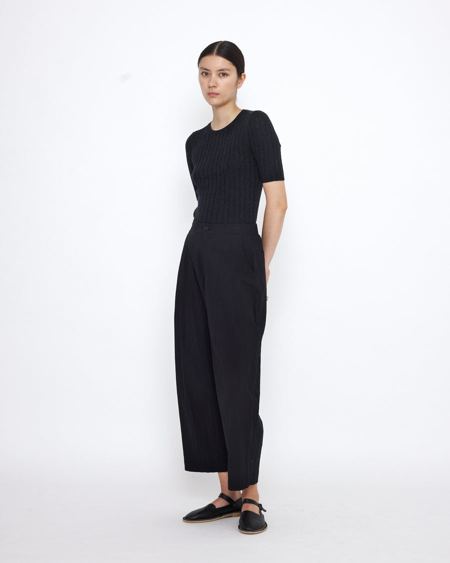 Signature Pleated Trouser - Textured Edition - Textured Black