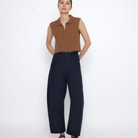 Relaxed Curve Legged Trouser - SS25 - Navy