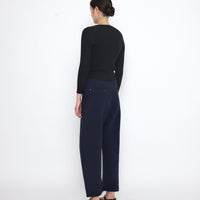 Relaxed Curve Legged Trouser - SS25 - Navy