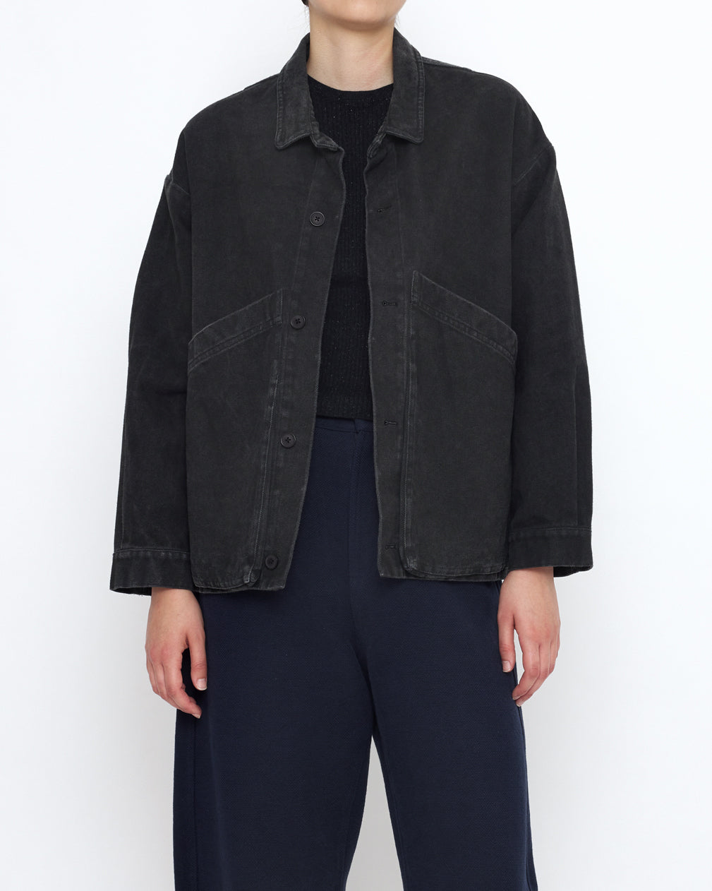 Signature Panel Pockets Shirt Jacket - Spring Edition - Washed Black