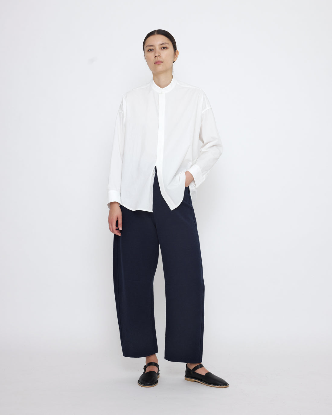 Mandarin Cocoon Dress Shirt - SS25 - Off-White