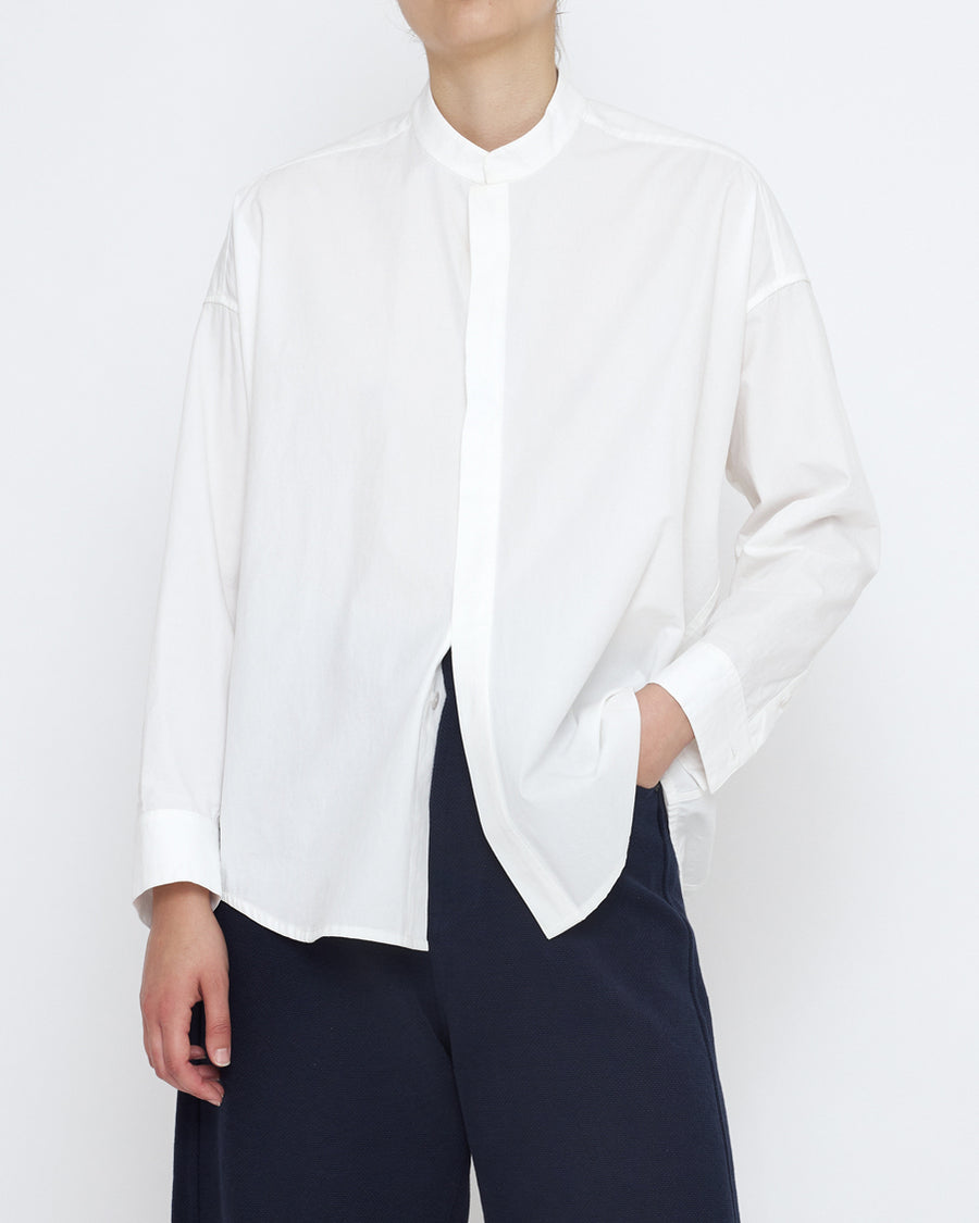 Mandarin Cocoon Dress Shirt - SS25 - Off-White