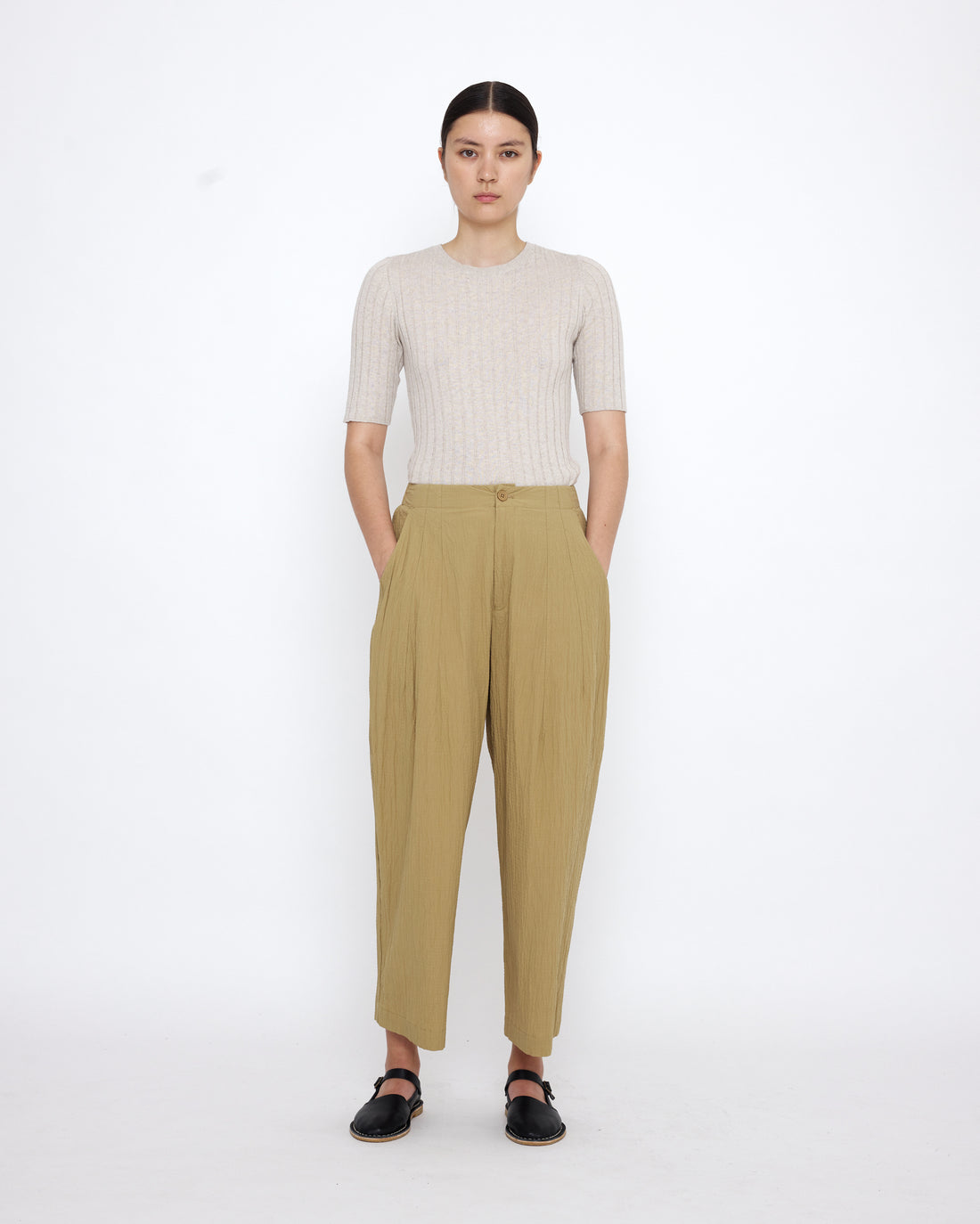 Signature Pleated Trouser - Textured Edition - Textured Dijon