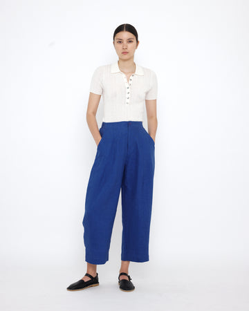 Linen Pleated Trouser - SS25 - Cobalt