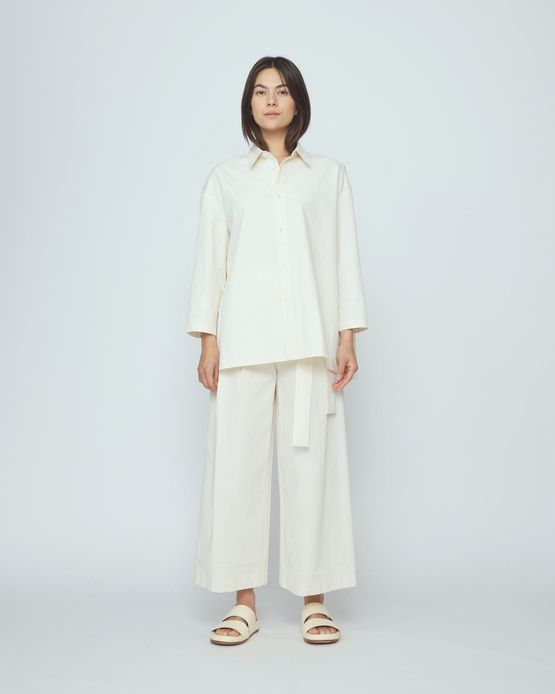 Papery 3/4 Button Up - SS26 - Rice White