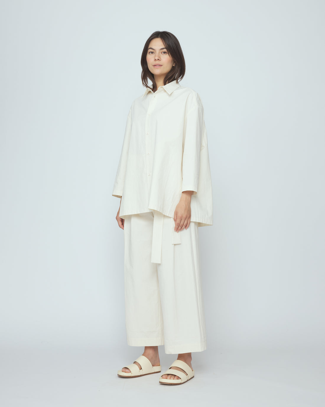 Papery 3/4 Button Up - SS26 - Rice White