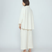 Papery 3/4 Button Up - SS26 - Rice White