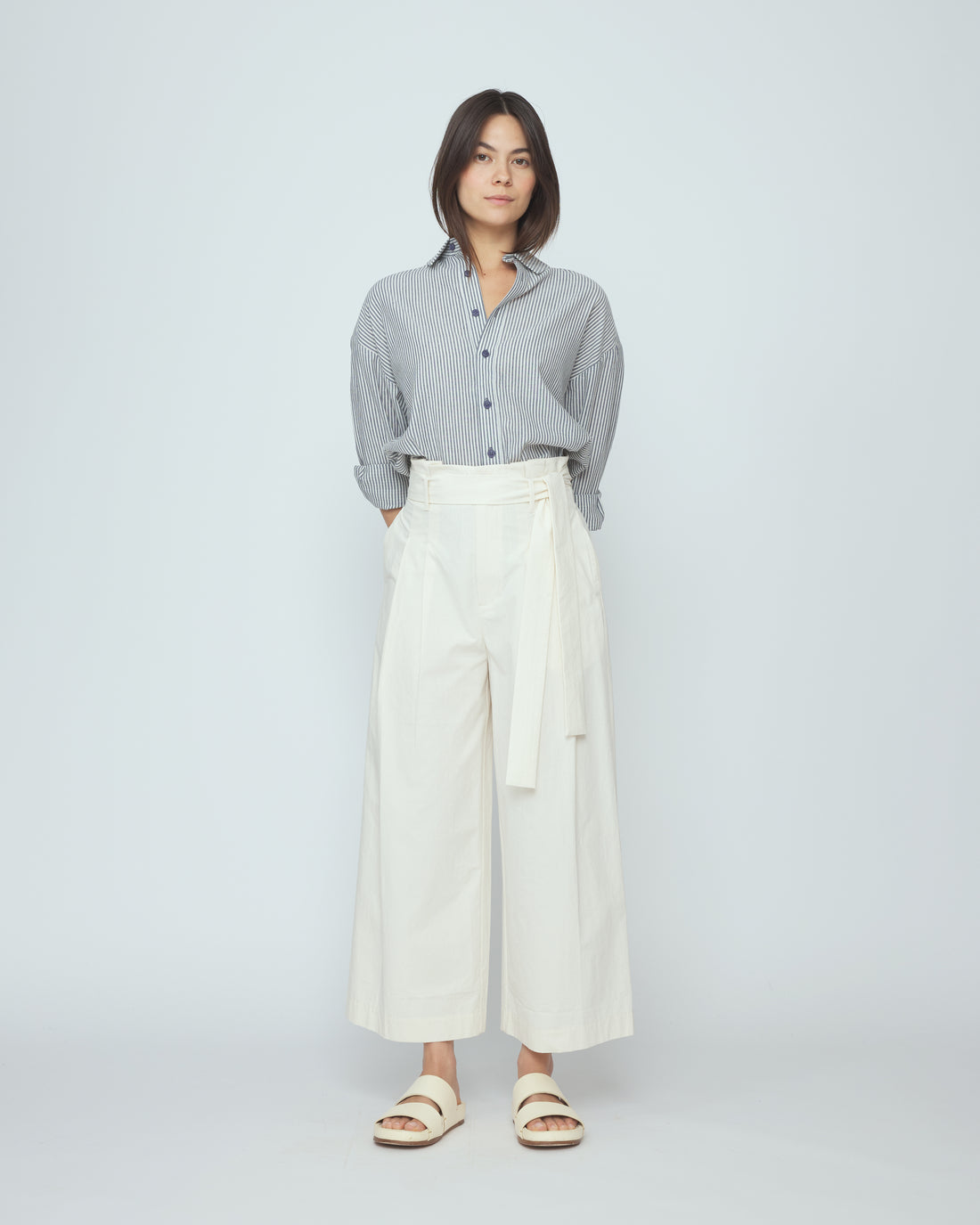 Paper-Bag Pleated Trouser - SS26 - Rice White