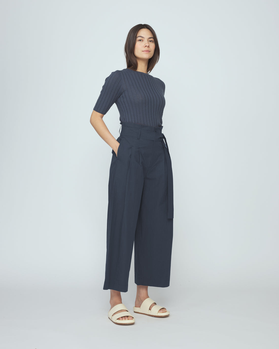 Paper-Bag Pleated Trouser - SS26 - Navy