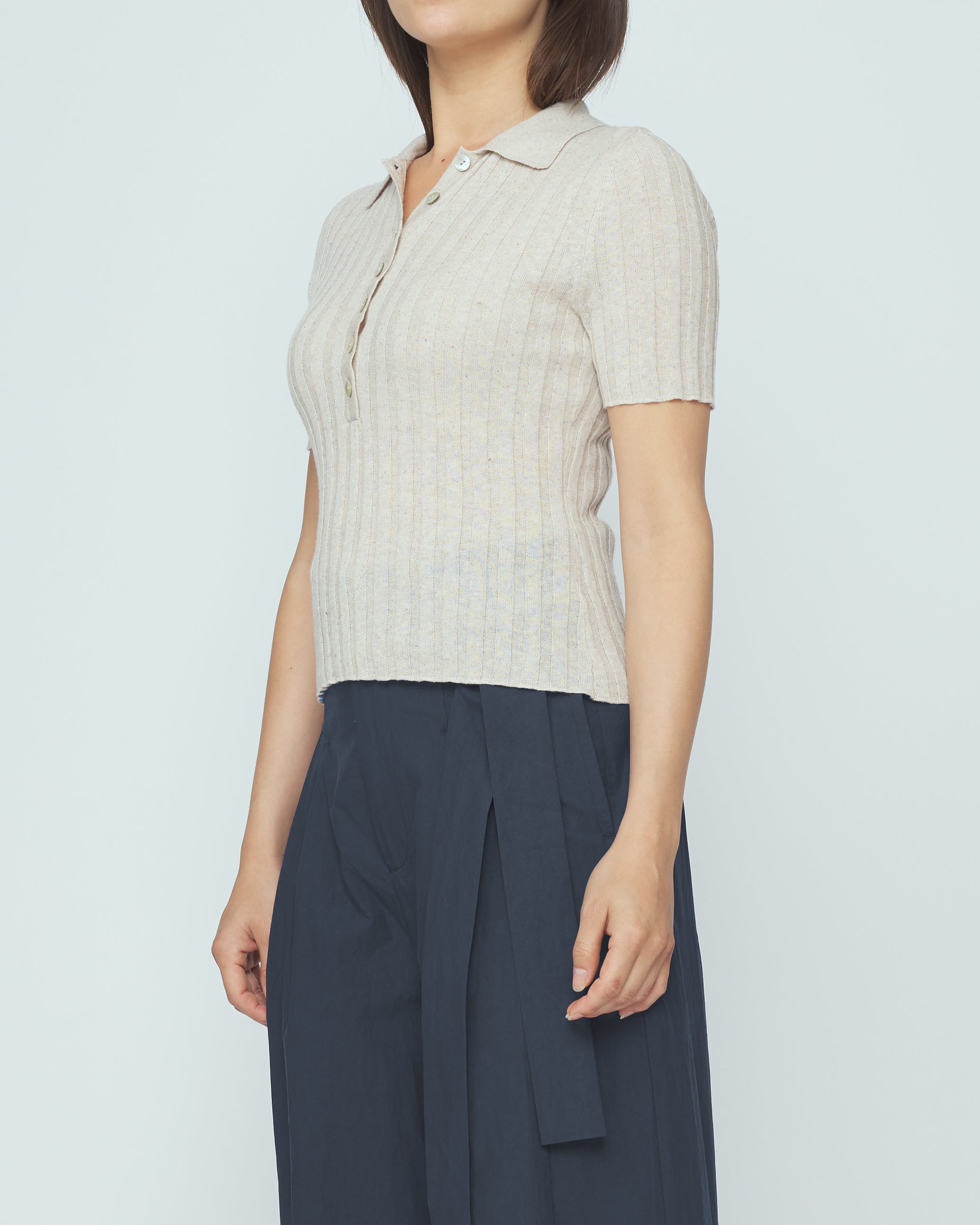 Collared Short Sleeves - SS26 - Speckle Beige