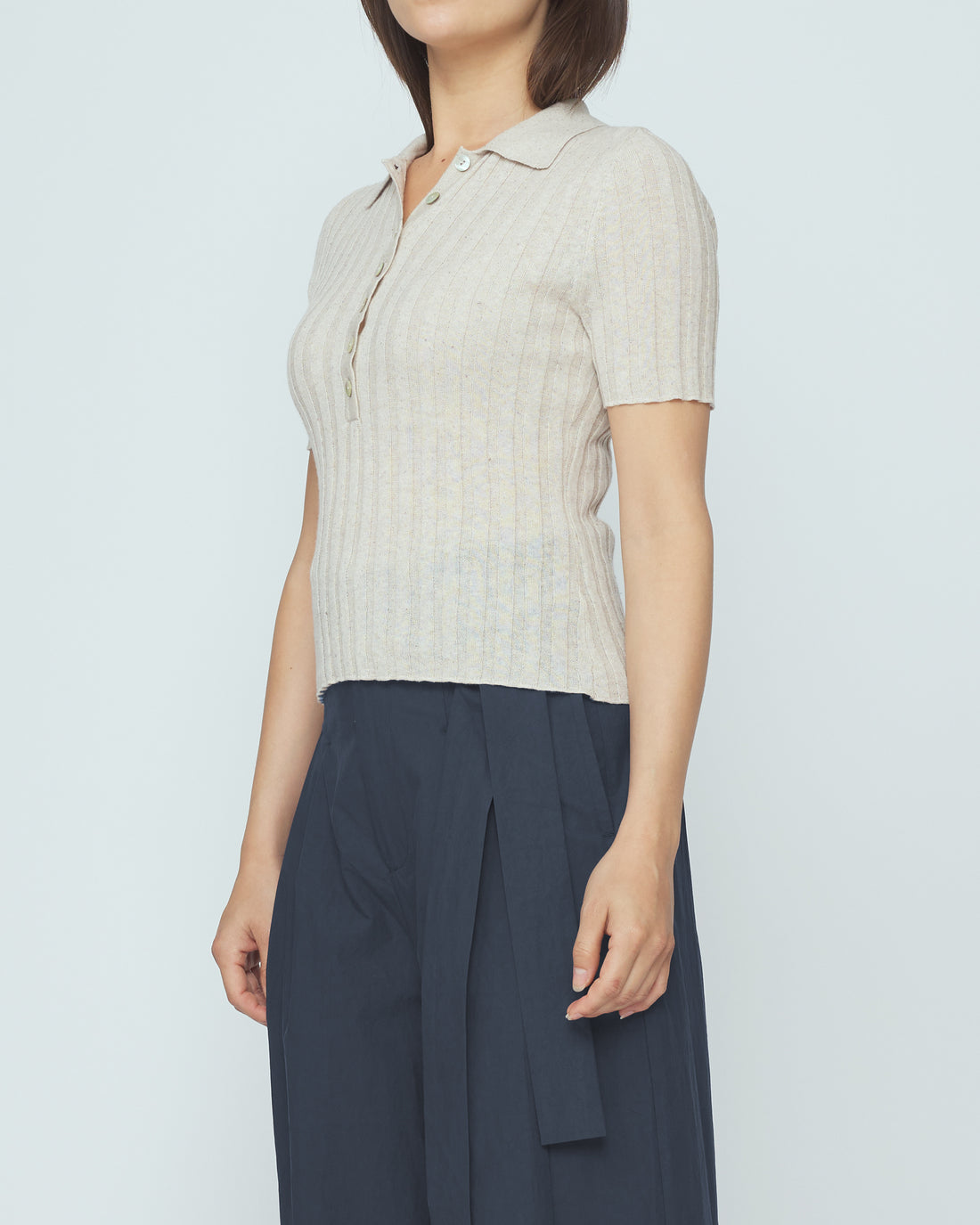 Collared Short Sleeves - SS26 - Speckle Beige