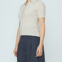 Collared Short Sleeves - SS26 - Speckle Beige