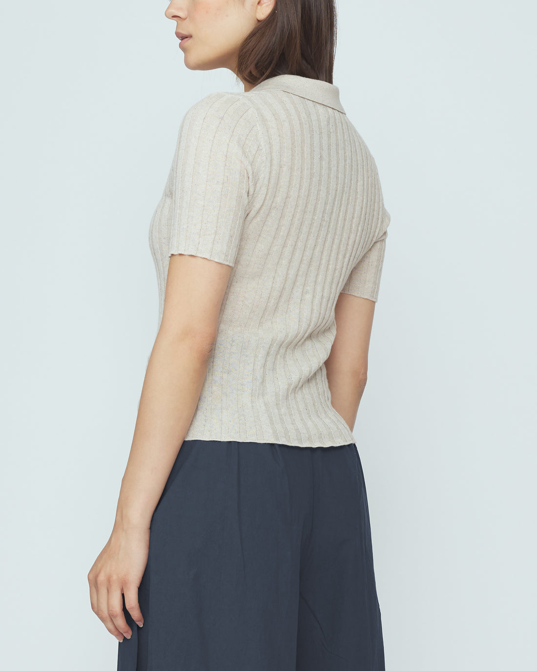 Collared Short Sleeves - SS26 - Speckle Beige