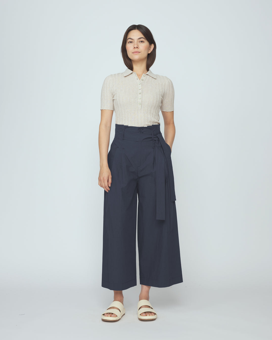 Paper-Bag Pleated Trouser - SS26 - Navy