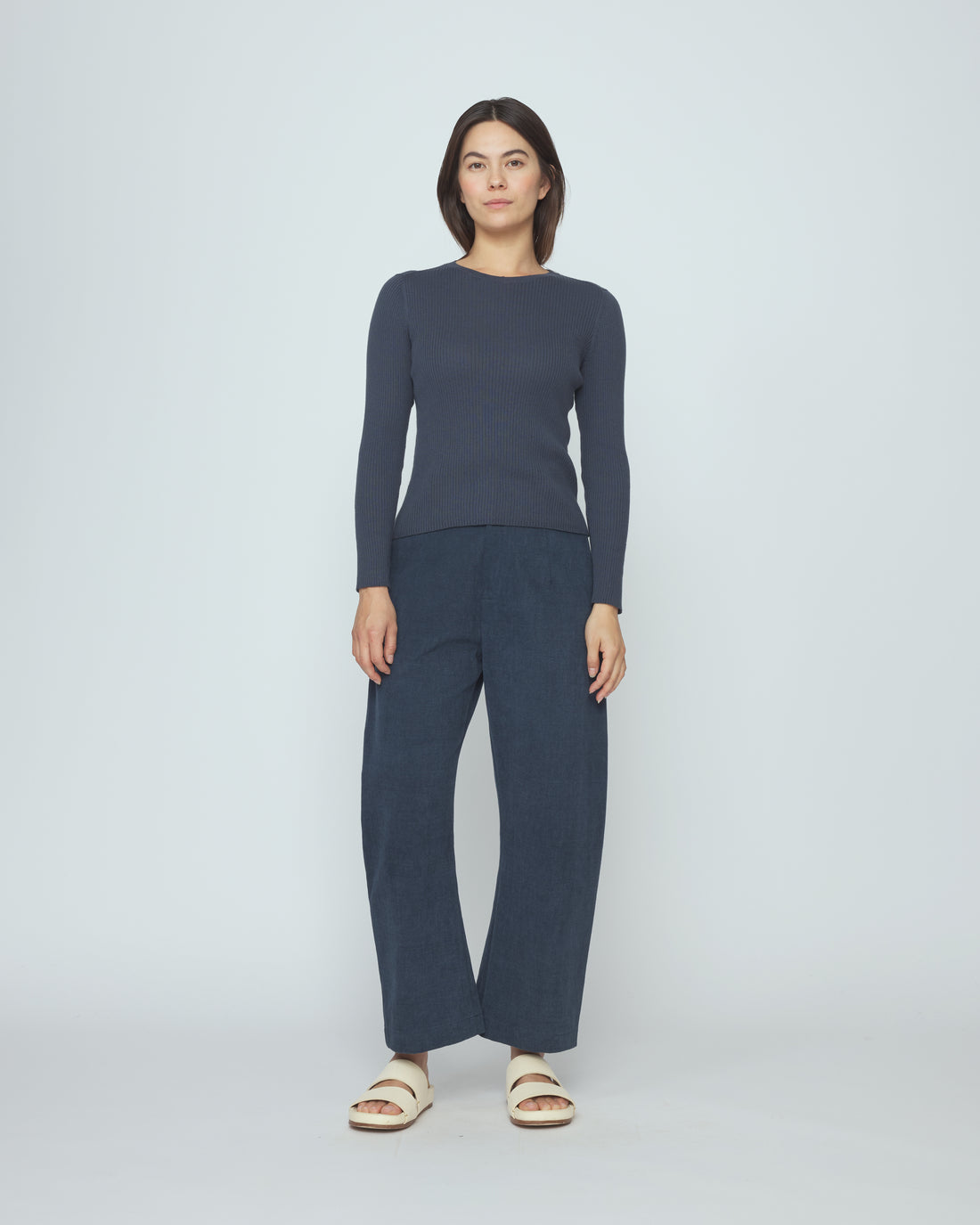 Ribbed Long Sleeves - SS26 - Stone Navy