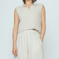 Collared Knit Vest - SS26 - Speckle Beige