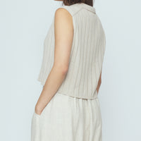 Collared Knit Vest - SS26 - Speckle Beige