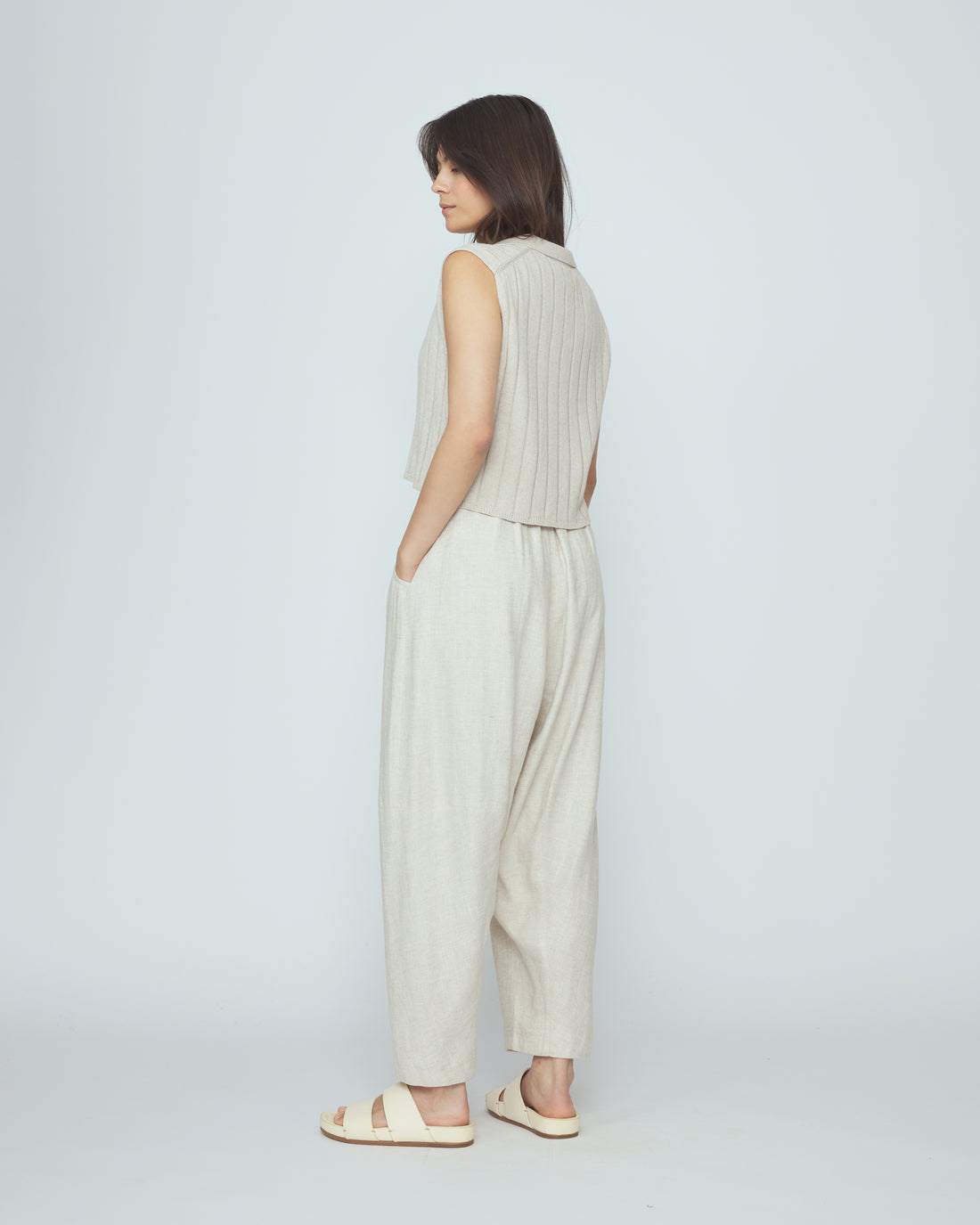 Collared Knit Vest - SS26 - Speckle Beige