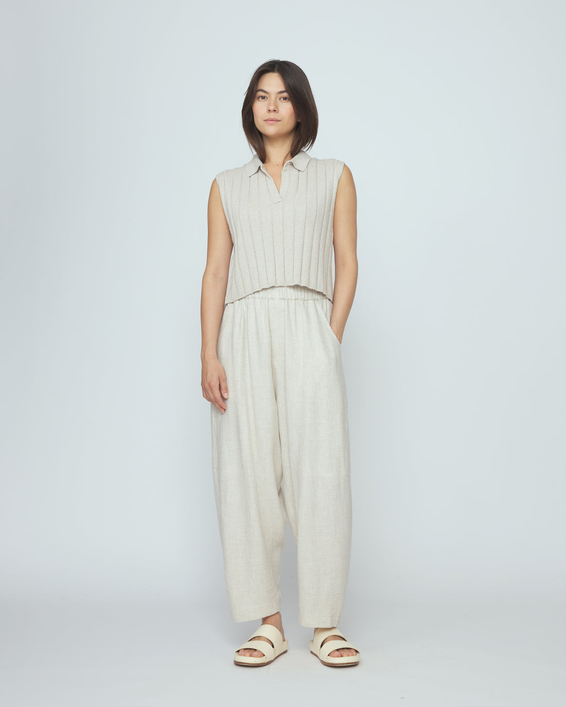 Elastic Panel Barrel Trouser - SS26 - Oatmeal