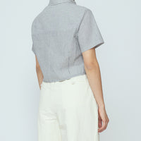 Striped Cropped Shirt - SS26 - Navy Stripes