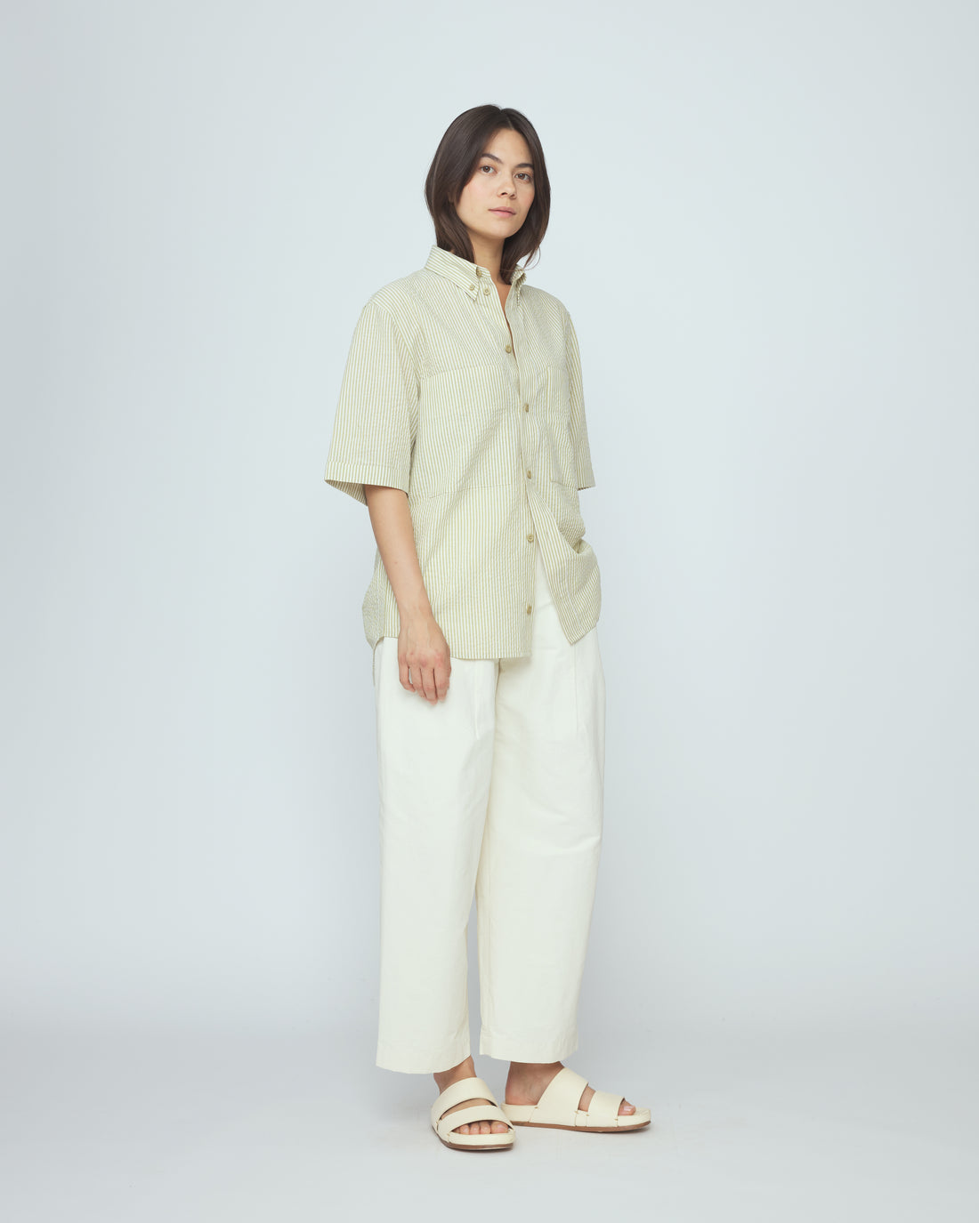 Striped Double Pockets Shirt - SS26 - Mustard Stripes