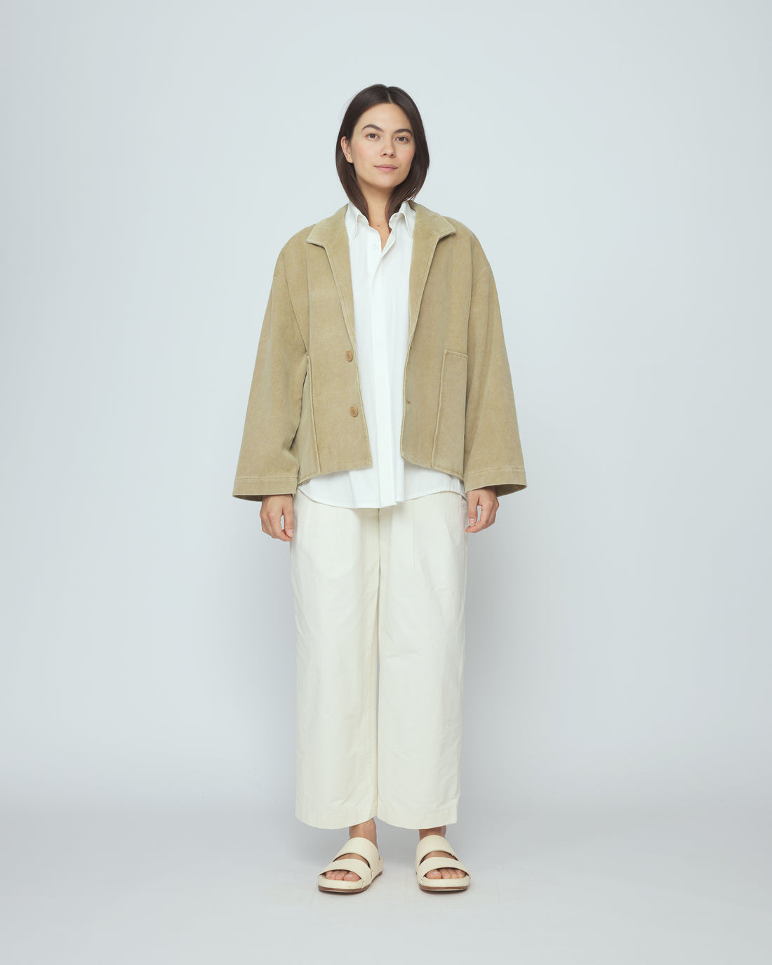Lapel Short Coat - SS26 - Washed Tan