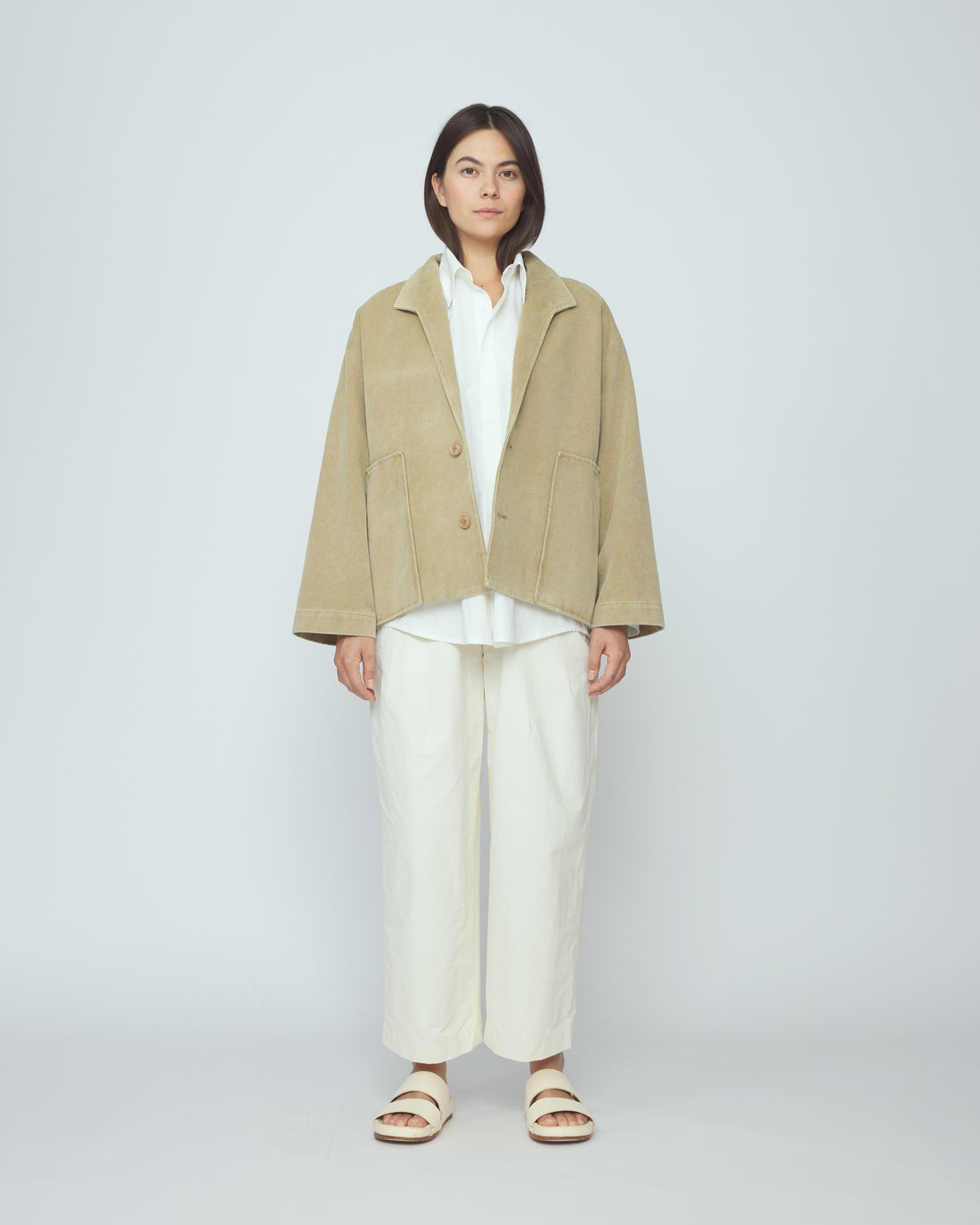 Lapel Short Coat - SS26 - Washed Tan
