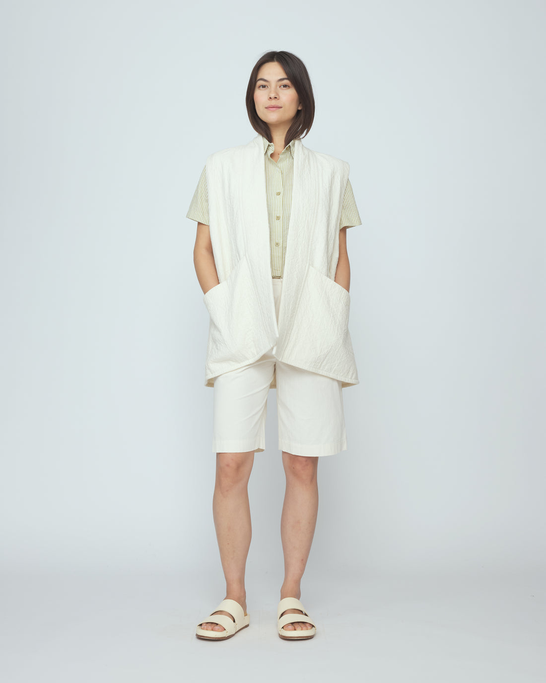 Striped Cropped Shirt - SS26 - Mustard Stripes