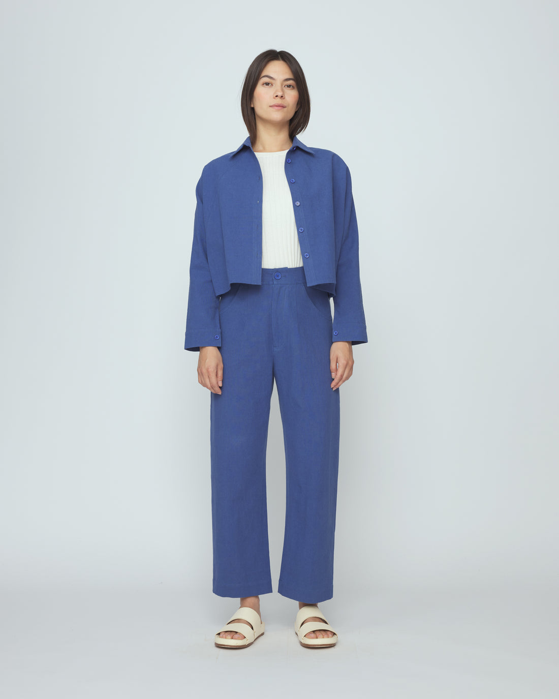 SIgnature 3/4 Cropped Shirt Jacket - Canvas Edition - French Blue
