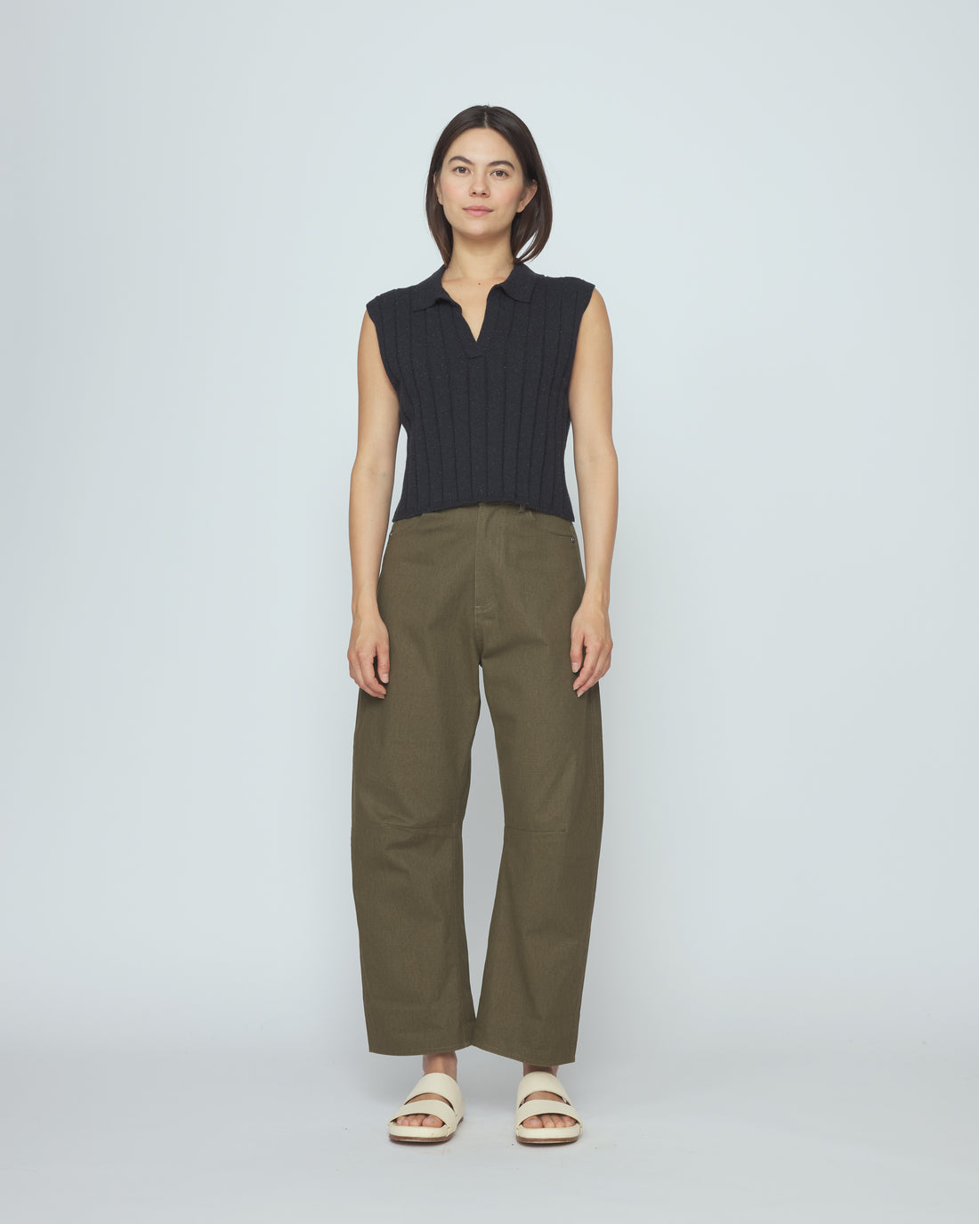 Collared Knit Vest - SS26 - Speckle Black