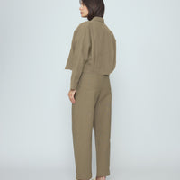 SIgnature 3/4 Cropped Shirt Jacket - Canvas Edition - Moss Brown