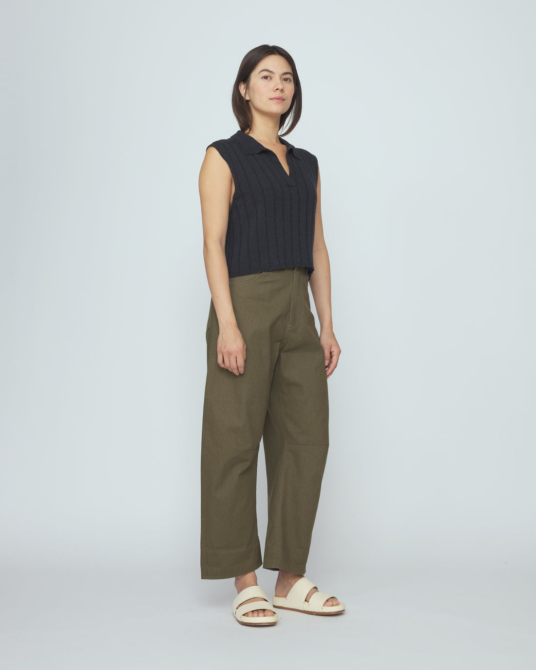 Collared Knit Vest - SS26 - Speckle Black