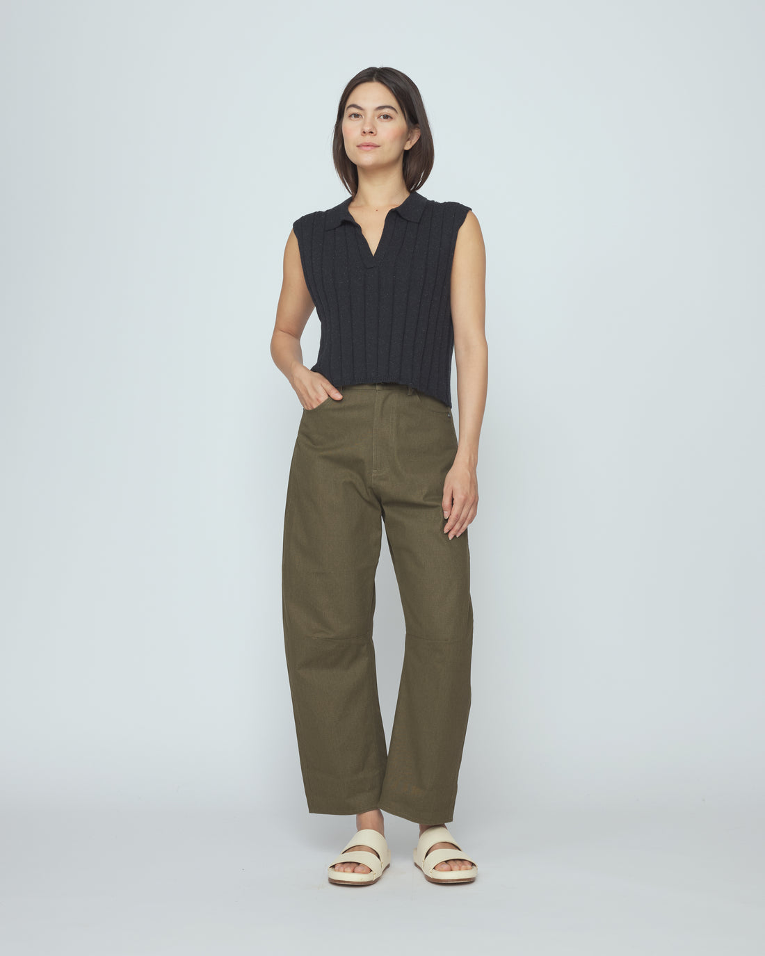 Collared Knit Vest - SS26 - Speckle Black