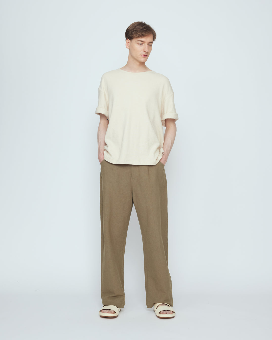 Signature Curve Legged Trouser - Canvas Edition - Moss Brown